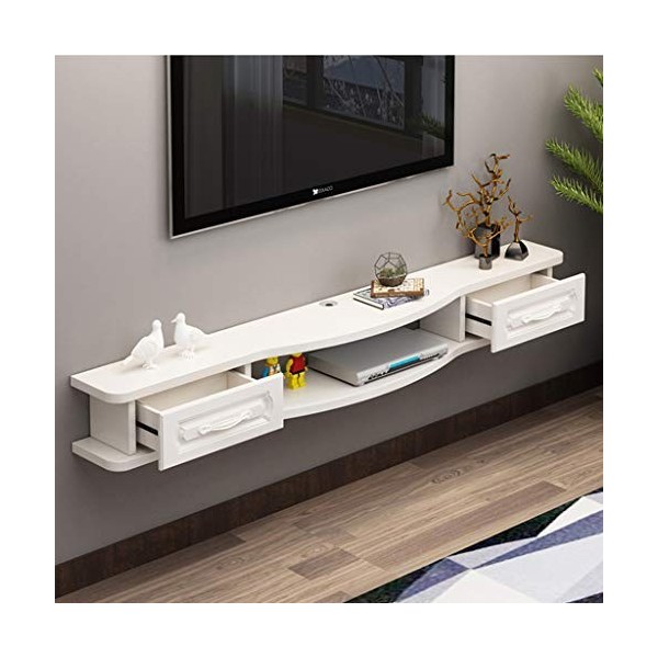 Floating TV Plateau Accueil Montage Mural TV Console Media Console Support TV Divertissement Shelf Meuble TV avec 2 tiroirs e