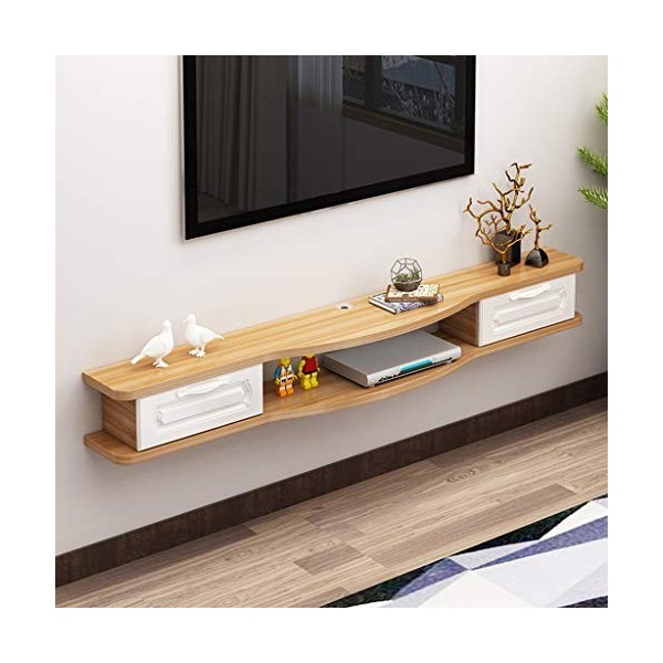 Floating TV Plateau Accueil Montage Mural TV Console Media Console Support TV Divertissement Shelf Meuble TV avec 2 tiroirs e