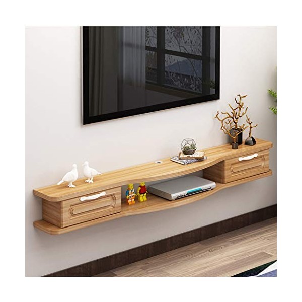 Floating TV Plateau Accueil Montage Mural TV Console Media Console Support TV Divertissement Shelf Meuble TV avec 2 tiroirs e