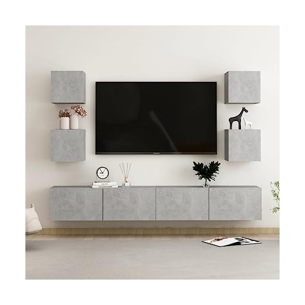 VEEKI Meuble TV, Meuble TV Suspendu, Meuble, Meuble TV avec Rangement，Meuble Industriel, Convient pour Salon ou Chambre, Ense