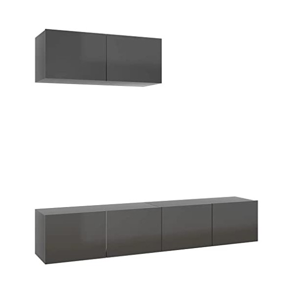 vidaXL 3X Meubles TV Centres de Divertissement Muraux Suspendus Armoires Stéréo Salon Salle de Séjour Maison Intérieur Gris B