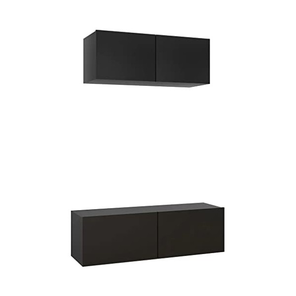 vidaXL 3X Meubles TV Centres de Divertissement Muraux Suspendus Armoires Stéréo Salon Salle de Séjour Maison Intérieur Gris B