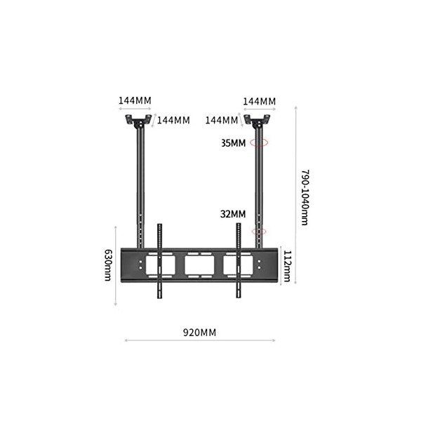 Pied TV Support Universel Support TV au Plafond Bipolaire, Support TV Suspendu pour écran Plat LED de 55 à 86 Pouces, Support