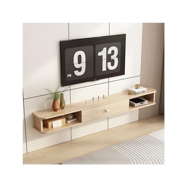 Meuble TV Flottant avec Espace De Rangement, Console Multimédia De Divertissement Moderne, Étagère Flottante pour sous La Tél