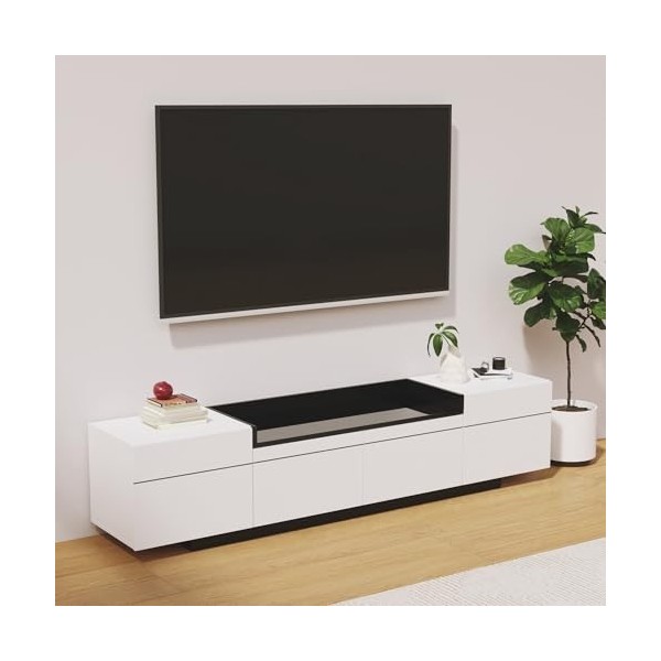 kubeier Meuble TV, Meuble TV avec 3 armoires et Espace de Rangement Unique, Meuble TV, Table TV pour appareils TV, Meuble TV 