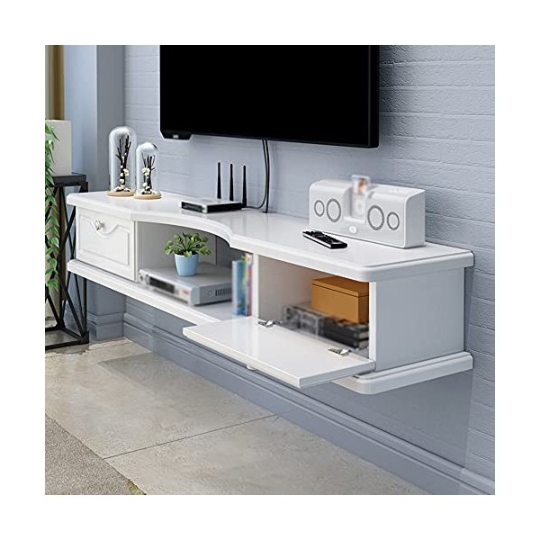 EsEntL Meuble TV Flottant, Type tiroir en Bois, décodeur de Chambre à Coucher, Meuble TV Mural sur Le Mur avec Trou pour Fil,