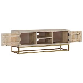 Générique Meuble TV 110x30x40 cm Bois de manguier Massif Blanchi,23.25 KG,353911, Meubles, Meubles TV
