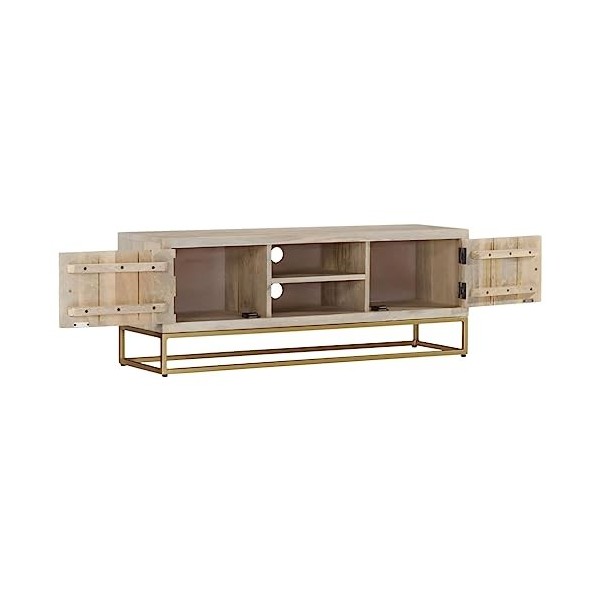Générique Meuble TV 110x30x40 cm Bois de manguier Massif Blanchi,23.25 KG,353911, Meubles, Meubles TV
