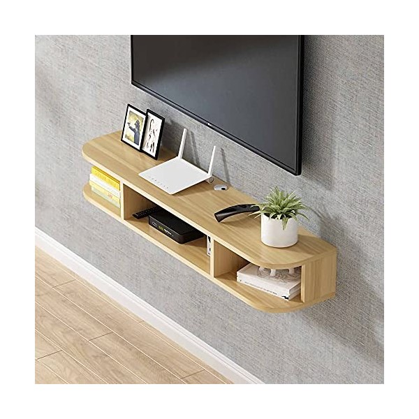 EsEntL Meuble TV Flottant, étagère de Rangement multimédia en Bois avec 3 Compartiments de Rangement, Console TV Suspendue po
