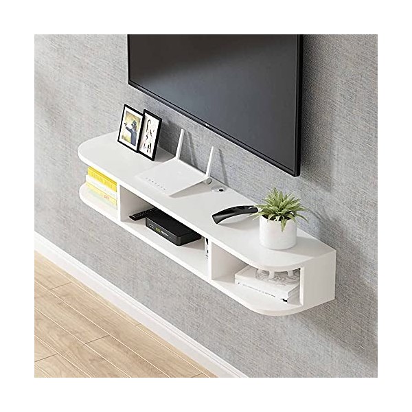 EsEntL Meuble TV Flottant, étagère de Rangement multimédia en Bois avec 3 Compartiments de Rangement, Console TV Suspendue po