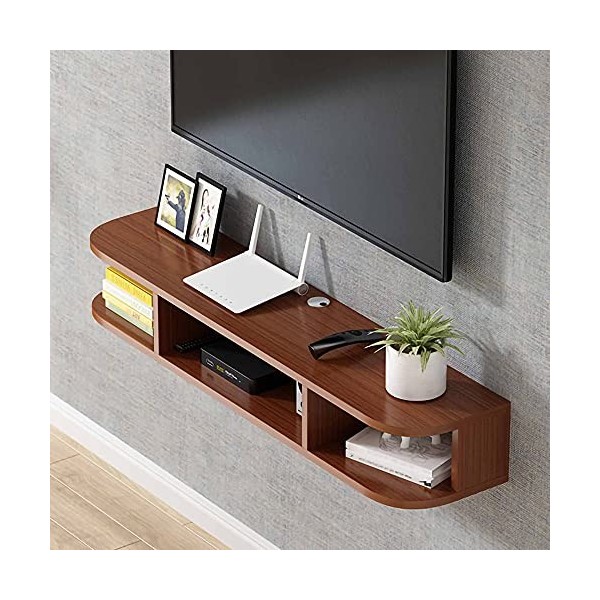 EsEntL Meuble TV Flottant, étagère de Rangement multimédia en Bois avec 3 Compartiments de Rangement, Console TV Suspendue po