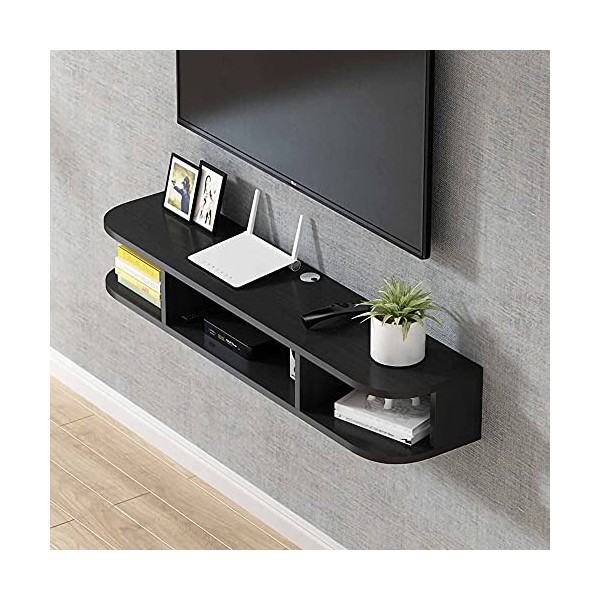 EsEntL Meuble TV Flottant, étagère de Rangement multimédia en Bois avec 3 Compartiments de Rangement, Console TV Suspendue po