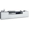 Vladon Meuble TV Mogan 181 x 39 x 35 cm, lowboard Long avec 6 Compartiments, Caisson en Anthracite Mat, façades en Blanc Mat