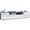 Vladon Meuble TV Mogan 181 x 39 x 35 cm, lowboard Long avec 6 Compartiments, Caisson en Anthracite Mat, façades en Blanc Haut