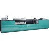 Vladon Meuble TV Mogan 181 x 39 x 35 cm, lowboard Long avec 6 Compartiments, Caisson en Anthracite Mat, façades en Turquoise 