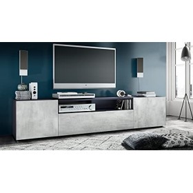 Vladon Meuble TV Mogan 181 x 39 x 35 cm, lowboard Long avec 6 Compartiments, Caisson en Anthracite Mat, façades en Aspect Bét
