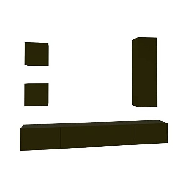 heybb Ensemble de Meubles TV 5 pcs Noir Bois dingénierie,Meuble TV,Table Basse Salon Meuble TV,Table Basse LED Couleurs