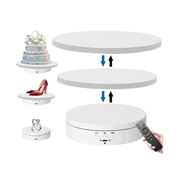 Plateau tournant électrique 3 en 1, rotatif à 360 °, plateau tournant motorisé avec télécommande pour photographie, affichage