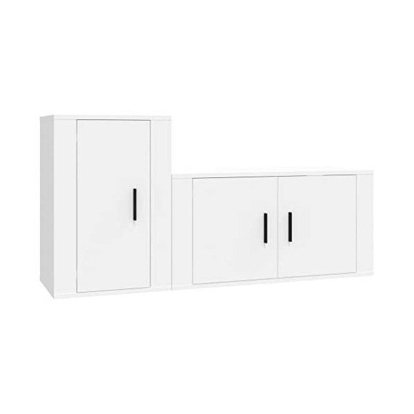 TOYOCC Centres de divertissement et meubles TV, ensemble de 2 meubles TV en bois blanc
