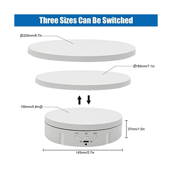 Plateau tournant électrique 3 en 1, rotatif à 360 °, plateau tournant motorisé avec télécommande pour photographie, affichage