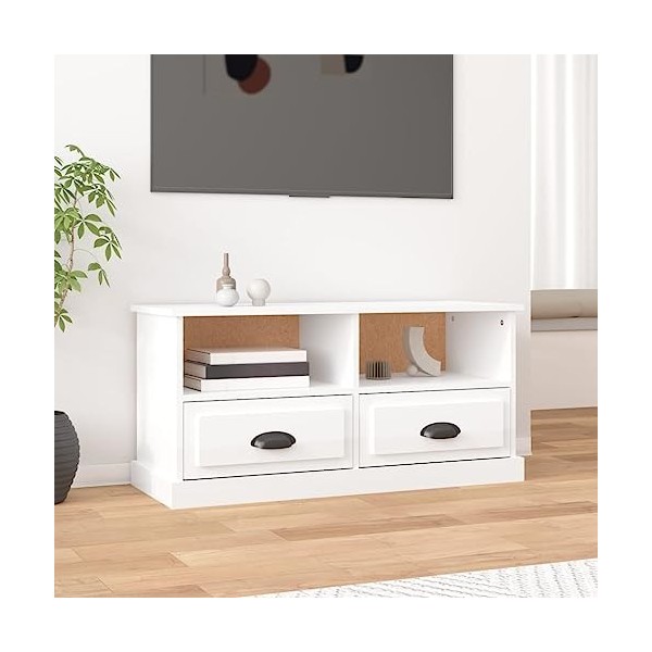 XLUMIO Centres de divertissement et meubles TV, meuble TV blanc brillant, 93 x 35,5 x 45 cm, bois dingénierie