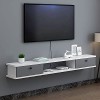 Meuble TV Armoire Murale Lowboard, Meuble TV Suspendu mat avec gestion des câbles et tiroir, pour petit appartement bureau sa