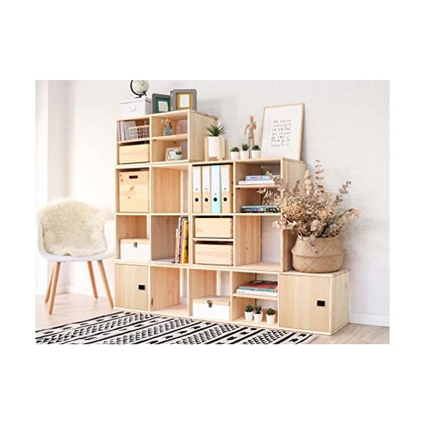 Europe & Nature Meuble TV avec étagères, Bois, 36.2 x 33 x 70.8 cm