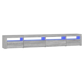 JUNZAI Meuble TV avec lumières LED Sonoma Gris 270x35x40 cm,Meuble TV,Meuble TV Moderne,Meuble de Salon