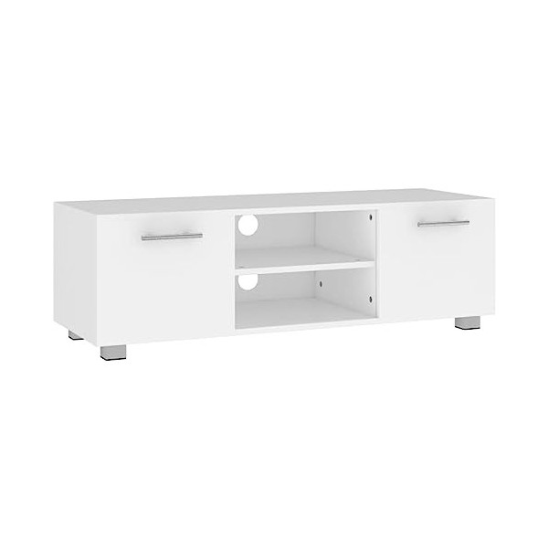 XLUMIO Centres de divertissement et supports TV, meuble TV blanc, 110 x 40 x 35 cm, bois dingénierie