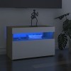 TEKEET Centres de divertissement et supports TV - Meuble TV avec lumières LED - 2 pièces - Blanc et chêne sonoma - 60 x 35 x 