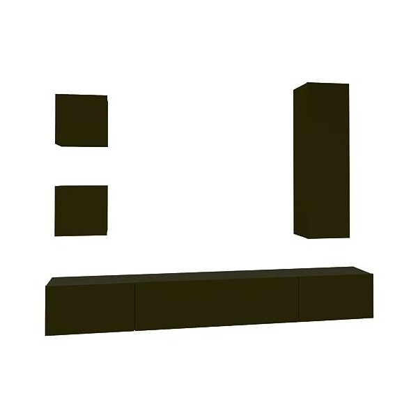 ADWOA Ensemble de Meubles TV 5 pcs Noir Bois dingénierie,Meuble TV,Table Basse Salon Meuble TV,Table Basse LED Couleurs