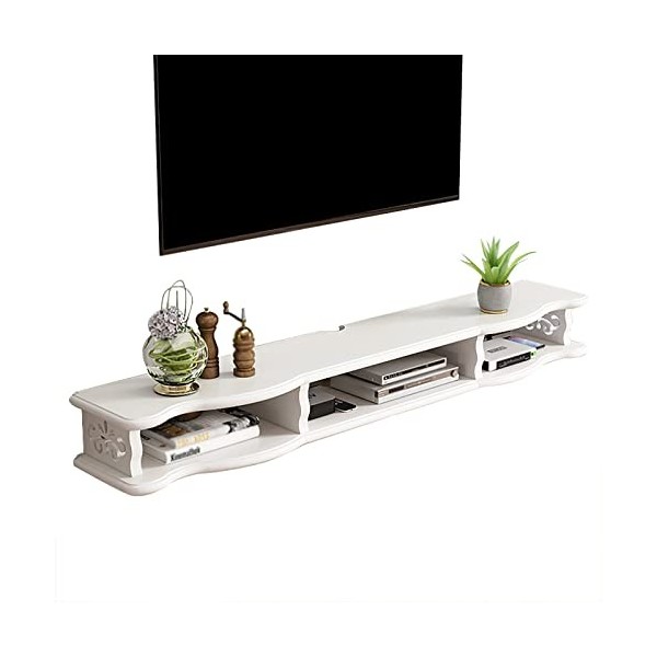 WANGPP Étagère TV Murale, Meuble TV Suspendu/TV Flottant,Composant Darmoire De Centre De Divertissement,pour Routeur De Boît