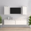 Meubles TV 4 pcs Blanc Bois Massif de pin - Meuble Chambre, Support Télé pour Salon Salle à Manger Chambre, Style Industriel