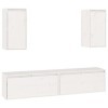 Meubles TV 4 pcs Blanc Bois Massif de pin - Meuble Chambre, Support Télé pour Salon Salle à Manger Chambre, Style Industriel