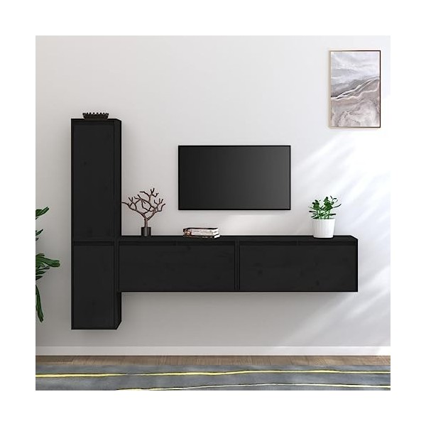 WREWING Meuble TV,Bas Table TV Support de Télévision en Bois pour Salon Chambre Salle à Manger,Support pour Téléviseur Jusqu’