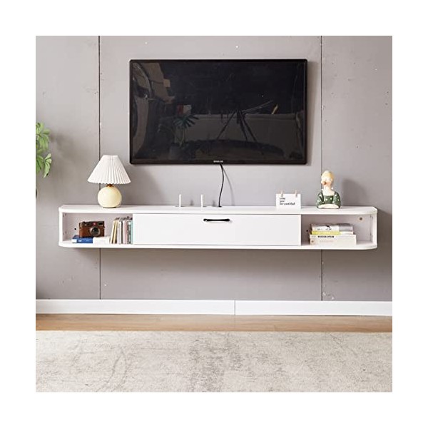 Meuble TV Mural Meuble TV Mural, étagère TV Flottante 100/120/140 cm, étagère de Rangement multimédia en Bois avec Gestion de