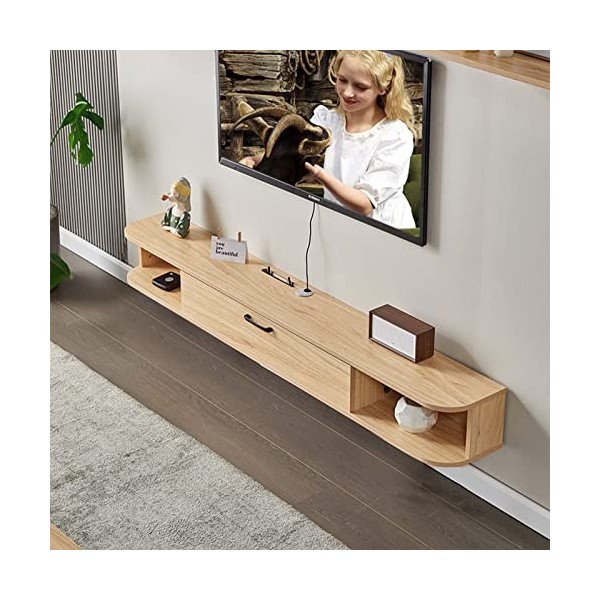 Meuble TV Mural Meuble TV Mural, étagère TV Flottante 100/120/140 cm, étagère de Rangement multimédia en Bois avec Gestion de