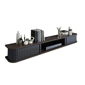 EsEntL Meuble TV Flottant, Conception de Porte coulissante des Deux côtés, étagère TV Murale avec Trou pour Fil, pour Salon, 