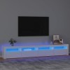 Meuble TV, Banc TV Support de Télévision Table TV Bas Armoire Basse Meuble TV avec lumières LED Blanc Brillant 240x35x40 cm