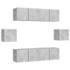 heybb Ensemble de Meuble TV 6 pcs Gris béton Aggloméré,Meuble TV Étagère,Meuble Haut Salon,Meuble dangle TV