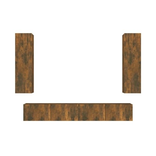 ZEYUAN Ensemble de Meubles TV 4 pcs Chêne fumé Bois dingénierie,Meuble TV,Table Basse Salon Meuble TV,Table Basse LED Couleu