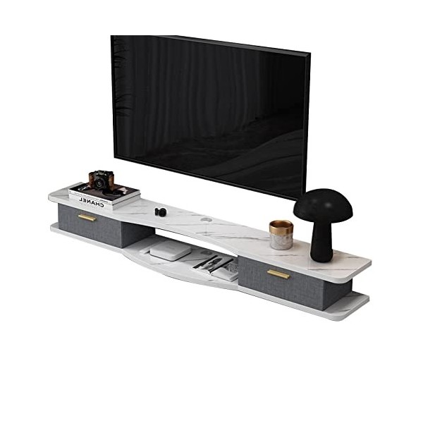 JUNNIU Meuble TV Mural Console Média Murale,Meuble Mural Flottant pour Meuble TV,Étagère De Rangement Multimédia pour Salon C