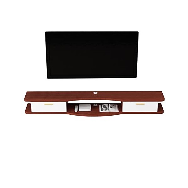 JUNNIU Meuble TV Mural Console Média Murale,Meuble Mural Flottant pour Meuble TV,Étagère De Rangement Multimédia pour Salon C