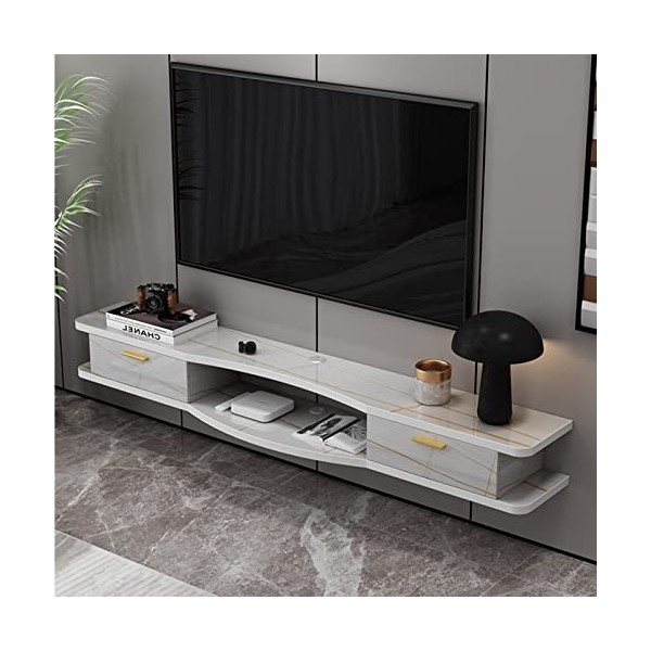JUNNIU Meuble TV Mural Console Média Murale,Meuble Mural Flottant pour Meuble TV,Étagère De Rangement Multimédia pour Salon C