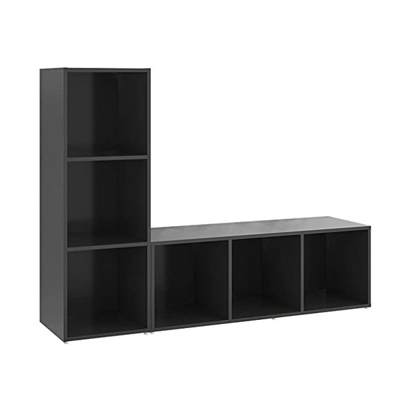 RAUGAJ Centres de divertissement et meubles TV - Meuble TV - 2 pièces - Gris - 107 x 35 x 37 cm - Bois dingénierie