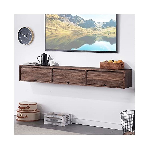 Meuble TV Flottant, Meuble TV Mural, Huche de Rangement pour Console multimédia sous TV, étagères de Composants de Stockage, 