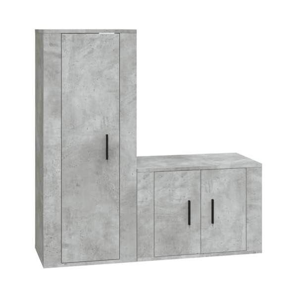 TALCUS Meuble TV 2 pièces en bois gris béton