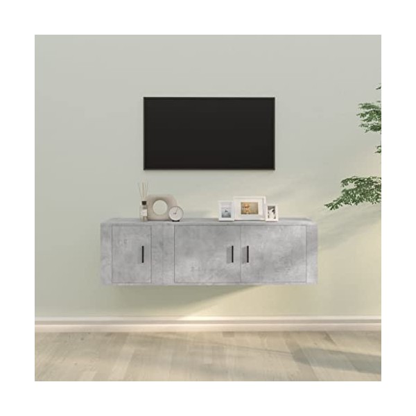 RAUGAJ Ensemble de 2 meubles TV et centres de divertissement - Gris béton - Bois dingénierie