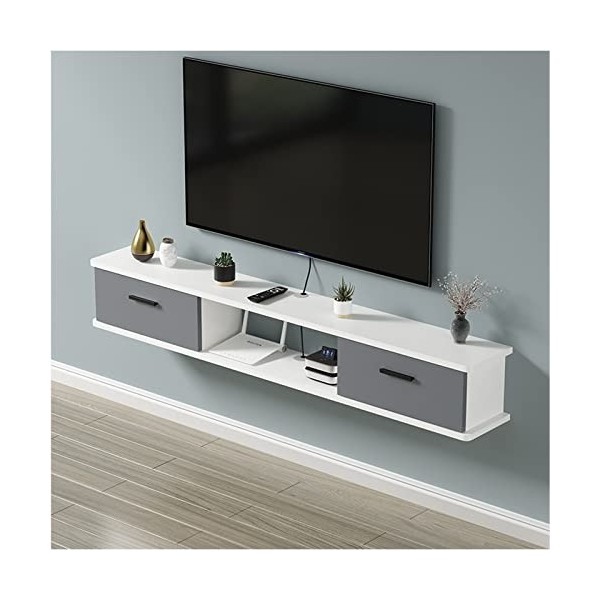 SORVA Meuble TV Mural Étagère de composant de Meuble TV Flottant, étagère TV Murale, Console multimédia de Centre de Divertis