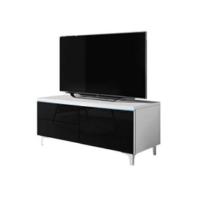 Mirjan24 Meuble TV Alvin 11 W TV avec éclairage LED, Placard, façade en Acrylique Brillant pour télévision, Meuble TV